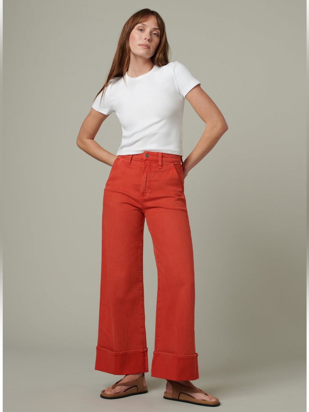 Joe's Jeans Wide-Leg Jeans in Brick Red